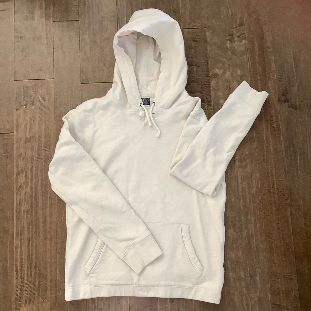 J. Crew Off-White Hooded Pullover Sweatshirt